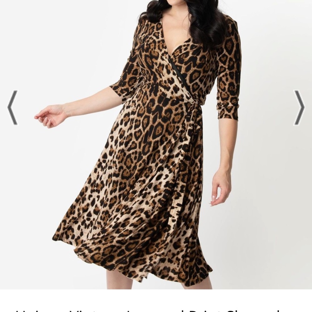 Unique vintage leopard wrap dress